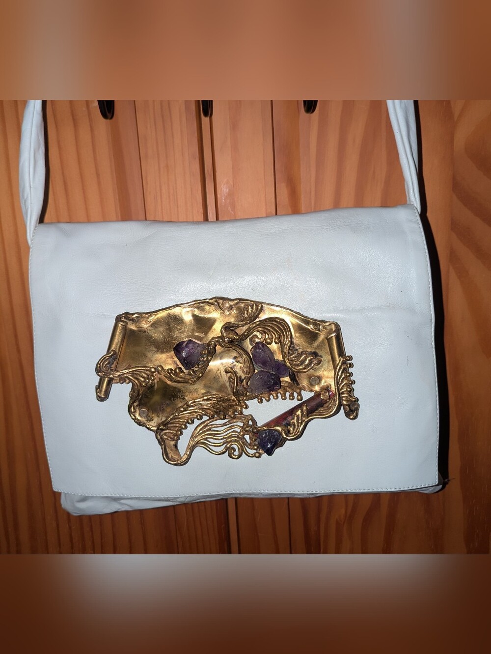 Vintage Martel Mexico Copa Collection Brutalist Leather Bag Amethyst